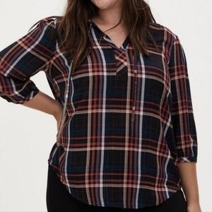 Torrid Plaid Blouse - Red, Blue, Black